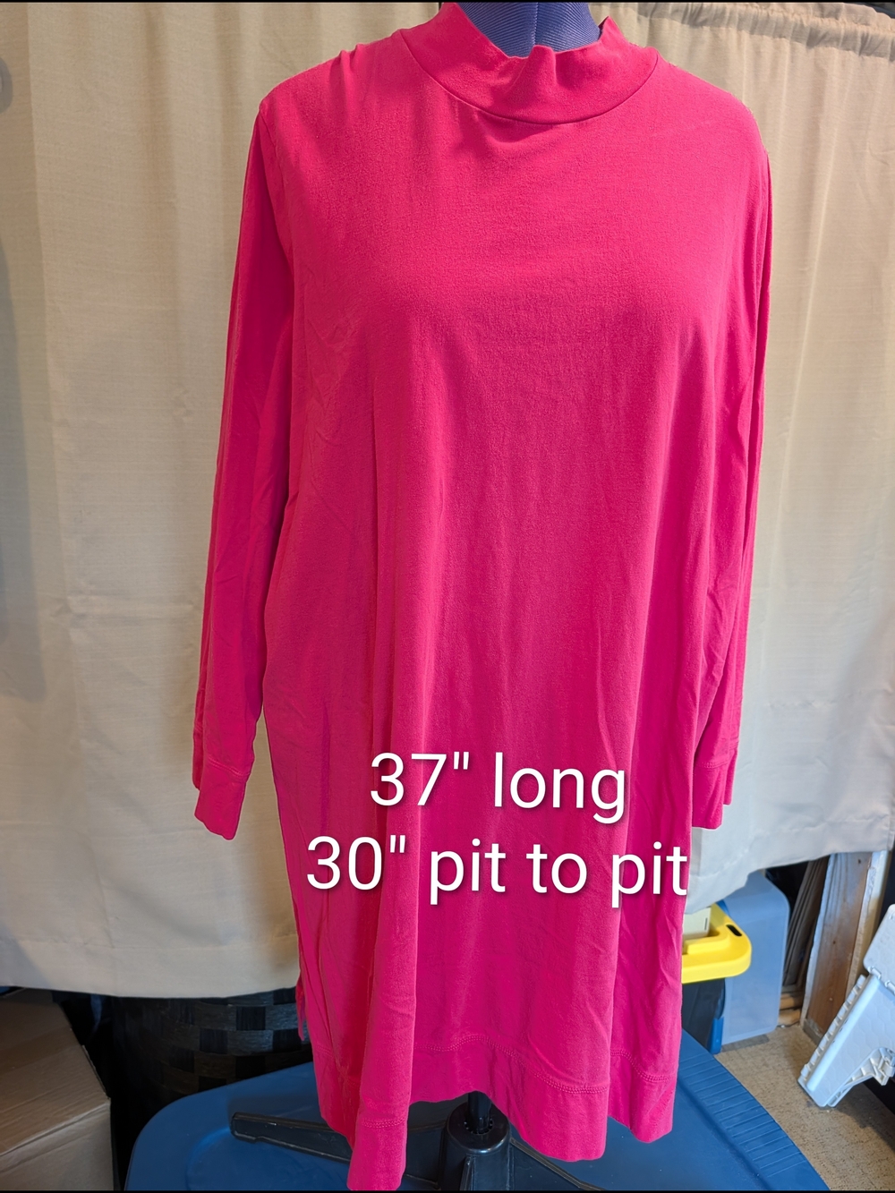 Roaman's Hot Pink Long Sleeve Tunic 100percent Cotton